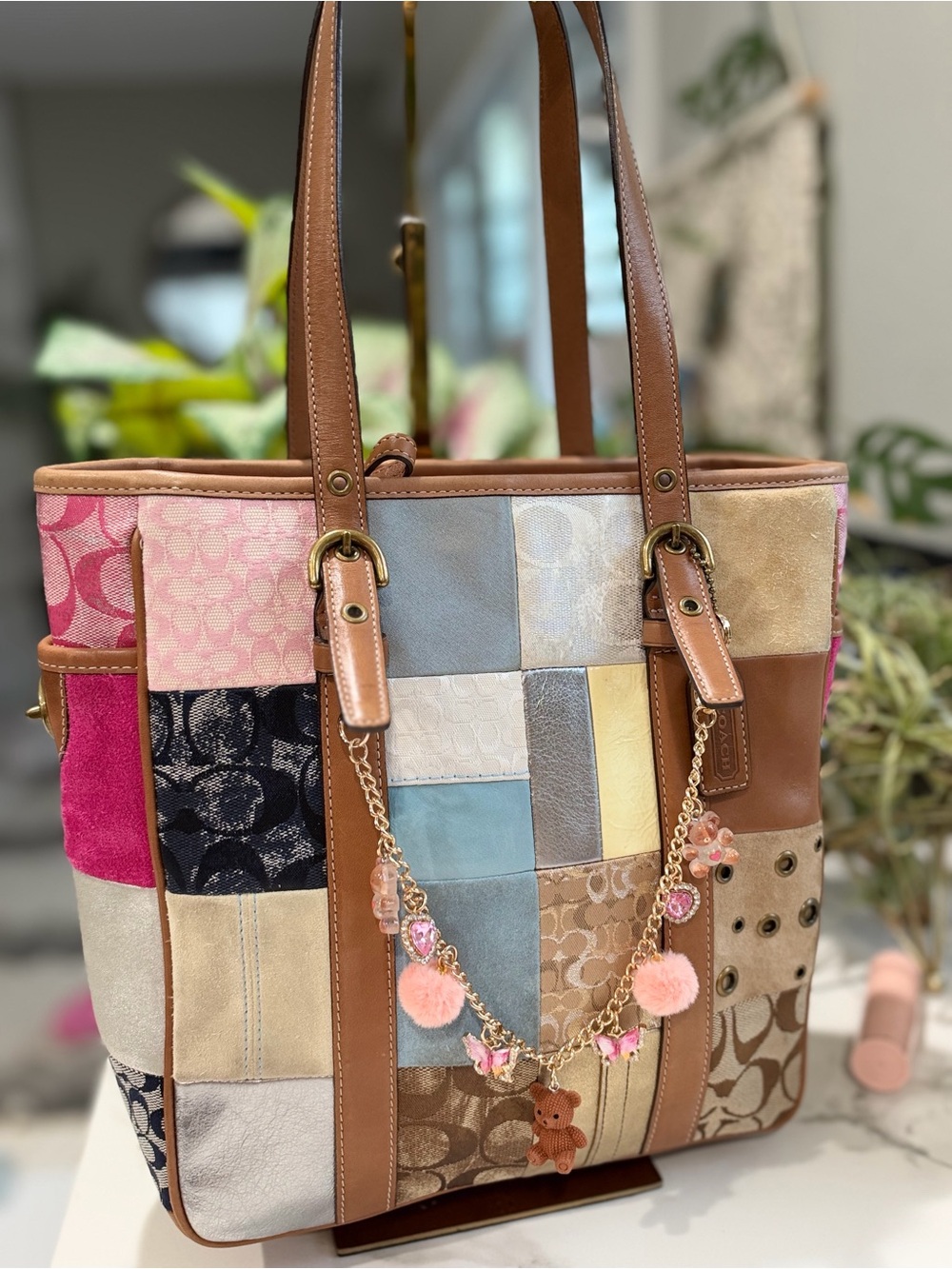 Coach Vintage Patchwork Multicolor Suede/leather/Canvas Tote #10001